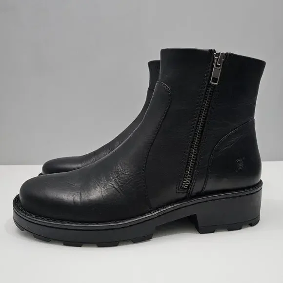 Born | Shoes | Born Tricia Zip Ankle Bootie 85 Black Leather 